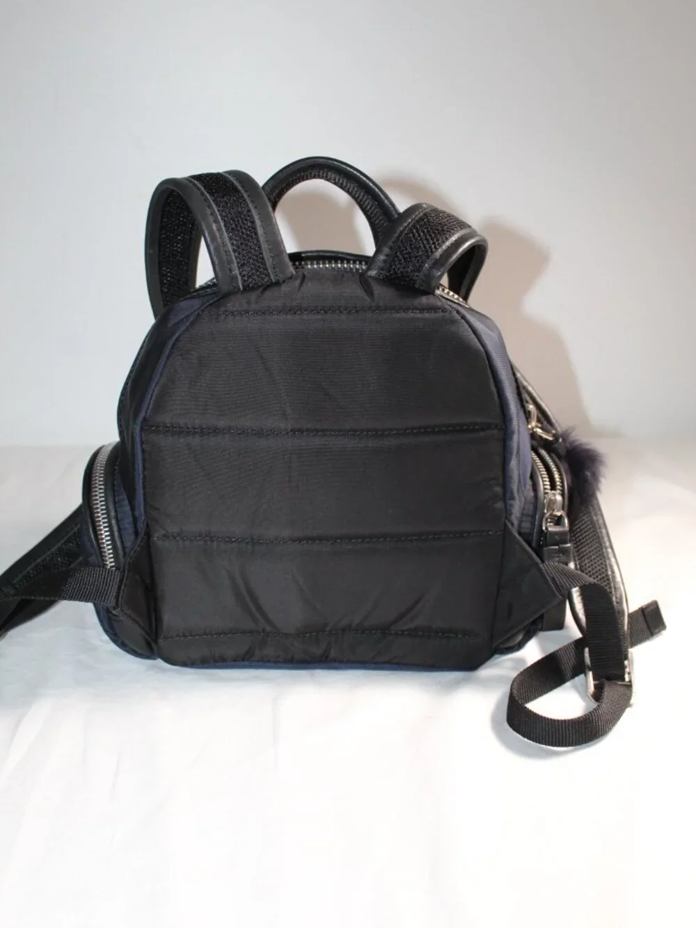 Moncler Nylon Black Backpack Rabbit Fur Trim
